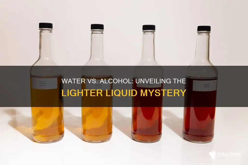which is lighter water or alcohol