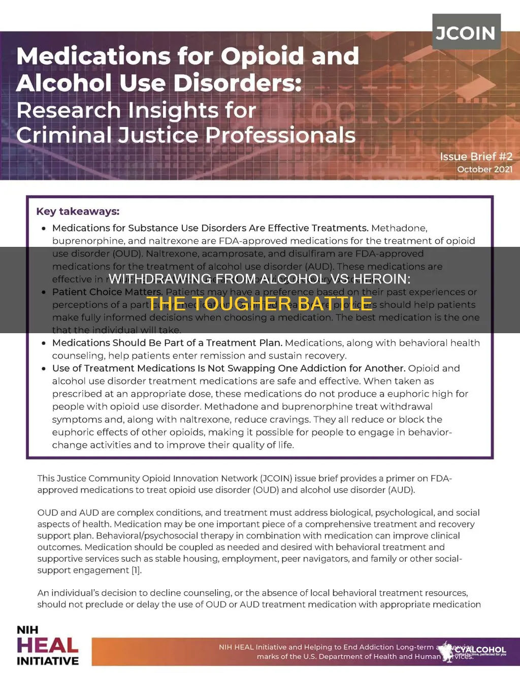 which is more difficult to withdraw from alcohol or heroin