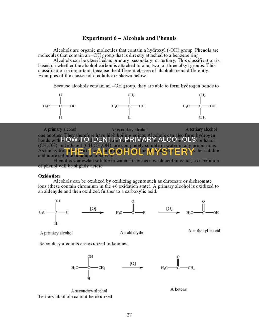 which of the following is a primary 1 alcohol