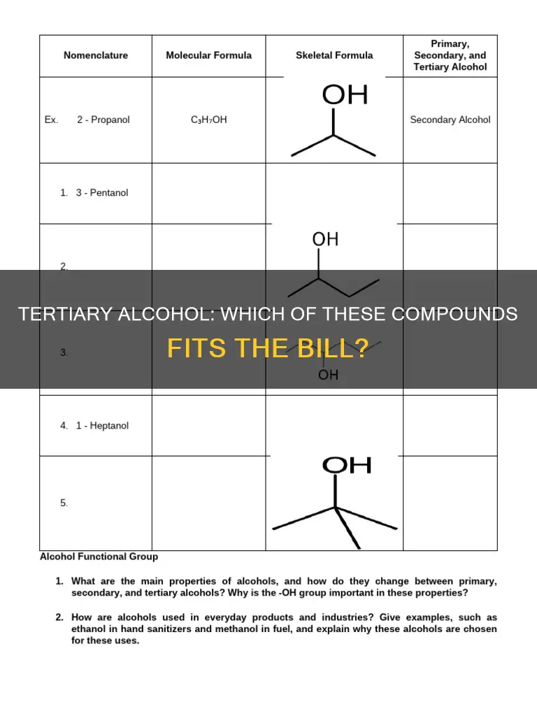 which of the following is a tertiary 3o alcohol