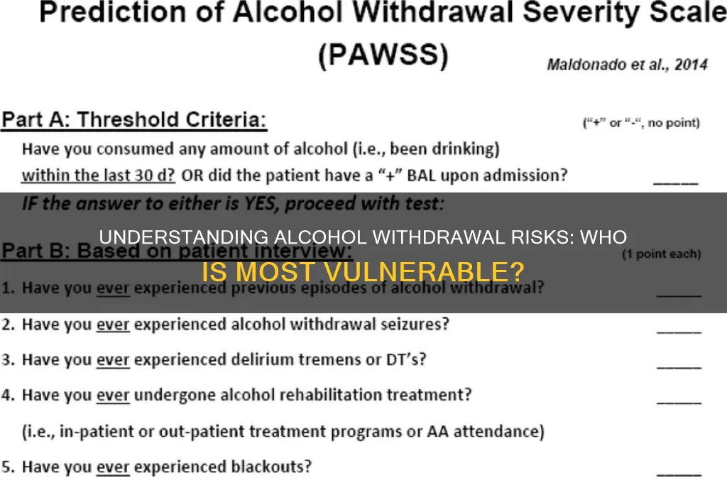 who at risk for alcohol withdrawal