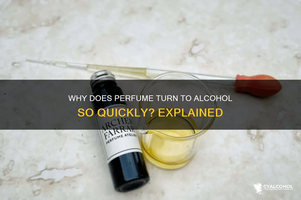 why dies ourfume turn to alcohol so fast