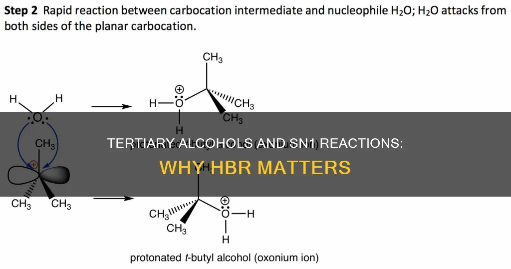 why do tertiary alcohols undergo sn1 when exposed to hbr