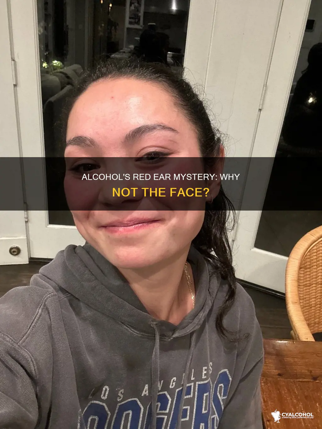 why does ear turn red and not face after alcohol