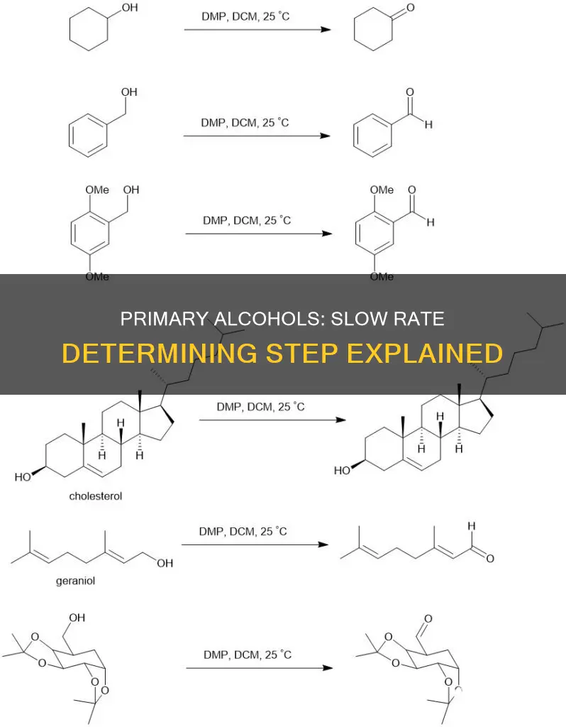 why does primary alcohol have a slow rate determing step