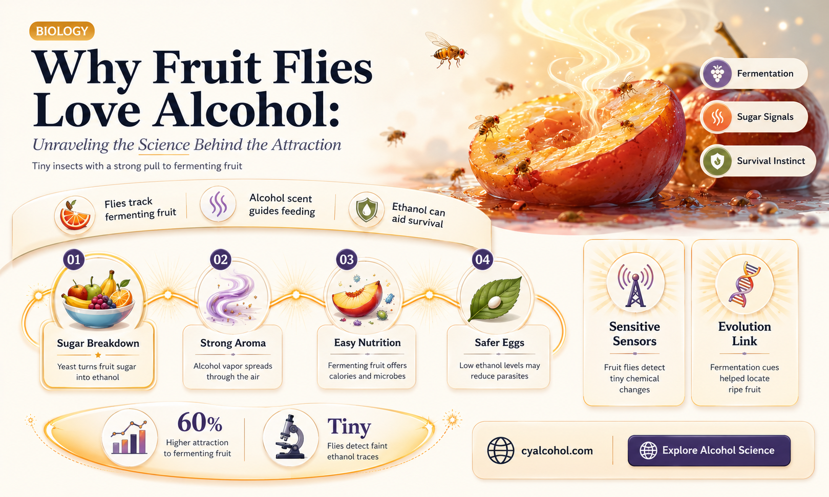 are fruit flies attracted to alcohol