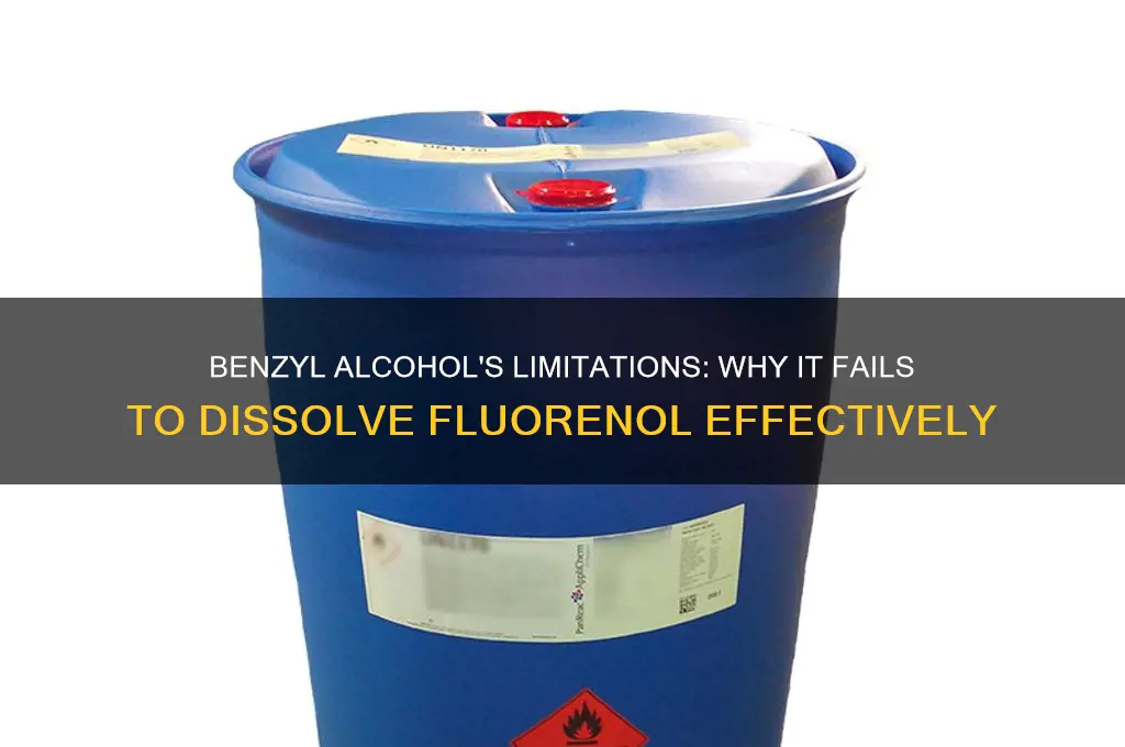 why is benzyl alcohol inappropriate to dissolve fluorenol
