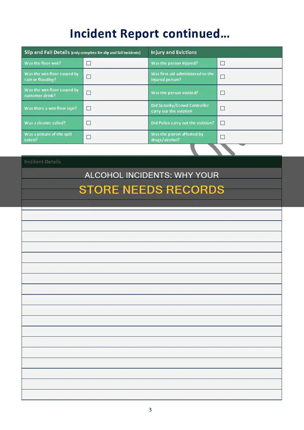 why might your store need documentation about alcohol related incidents
