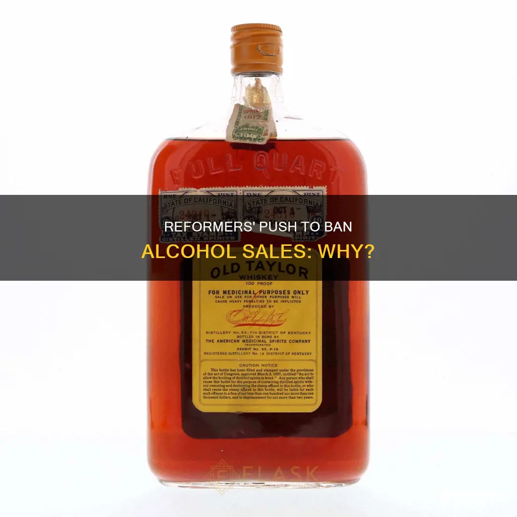 why were reformers trying to ban the sale of alcohol