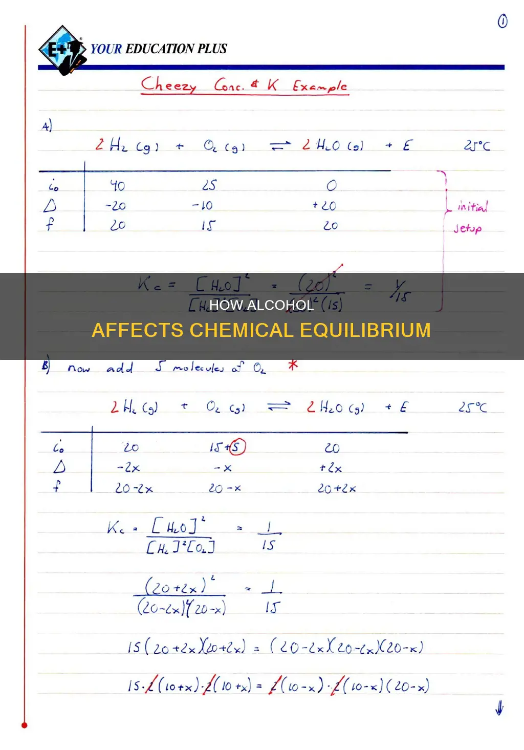 would addition of alcohol shift equilibrium left or right